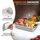 6 Pack Steam Table Pans Full Size 209 x 128 x 39 in 13L Stainless Steel Deep Food Pan Container Anti Jam Hotel Pans Oven Tray